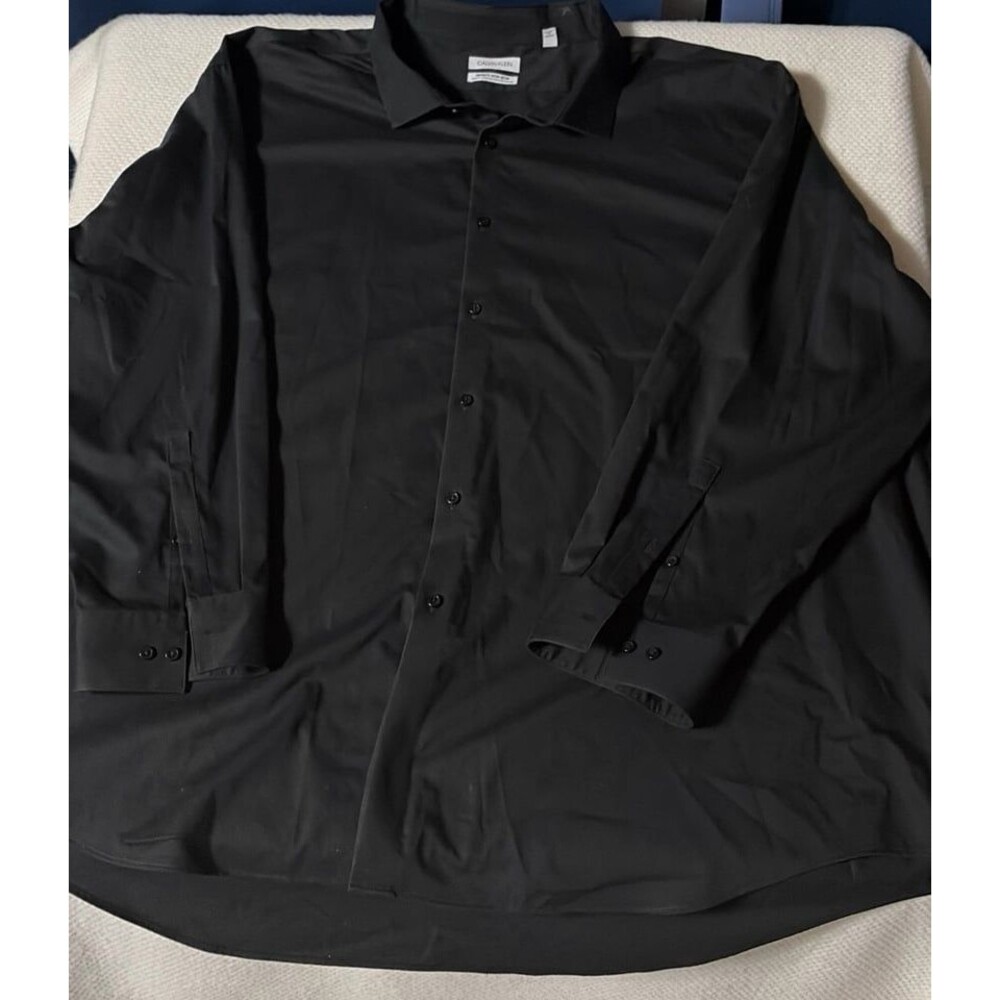Calvin Klein Black Long Sleeve Button Down Dress Shirt 5XL